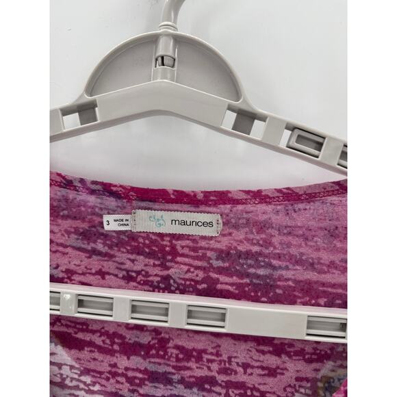 Maurices True Y2K floral sparkle studded v-neck pink burnout T-shirt size 3X - Picture 3 of 7